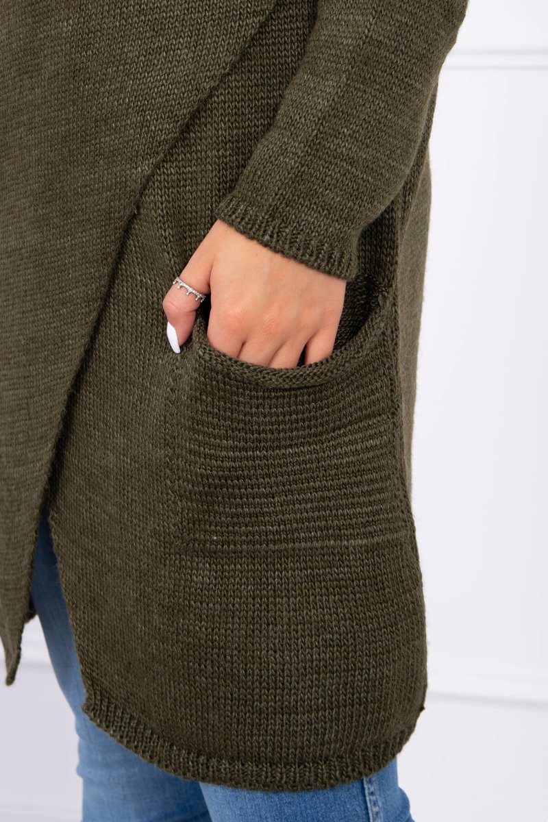 Sweter z kołnierzem khaki