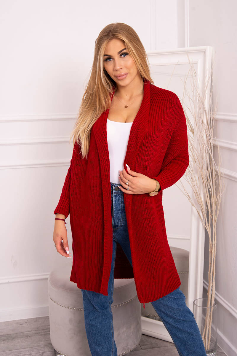 Sweter z rękawami typu nietoperz czerwony