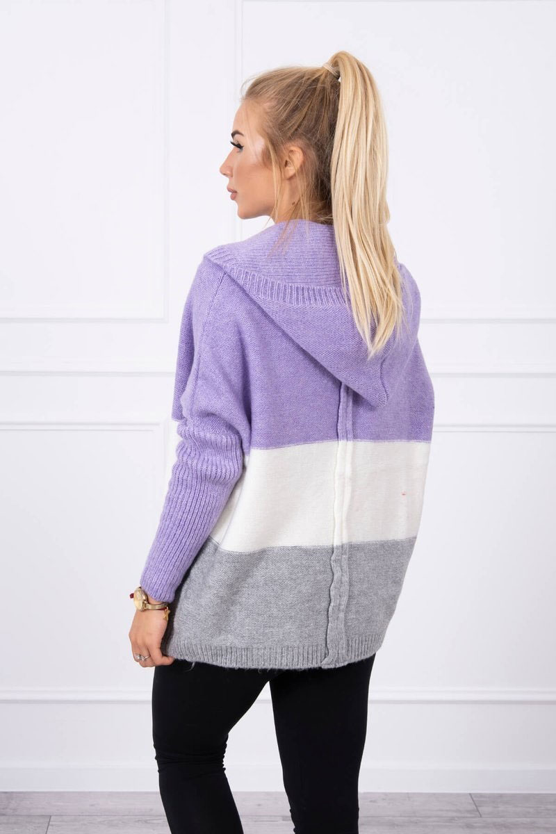 Sweter z kapturem trzy kolorowy fioletowy